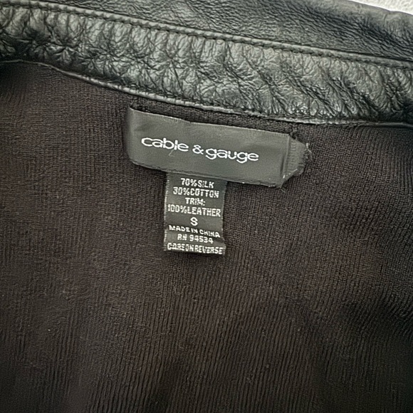 Cable & Gauge Black Leather/Silk Cardigan S - Picture 3 of 6